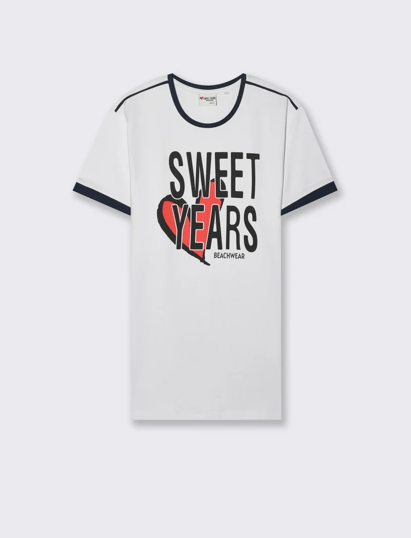 T-shirt elasticizzata con stampa sweet years da uomo - Bianco