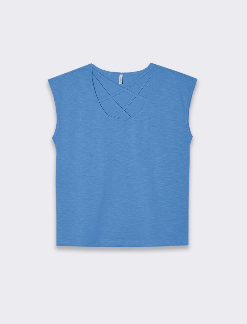 T-shirt con incrocio da donna - Bluette