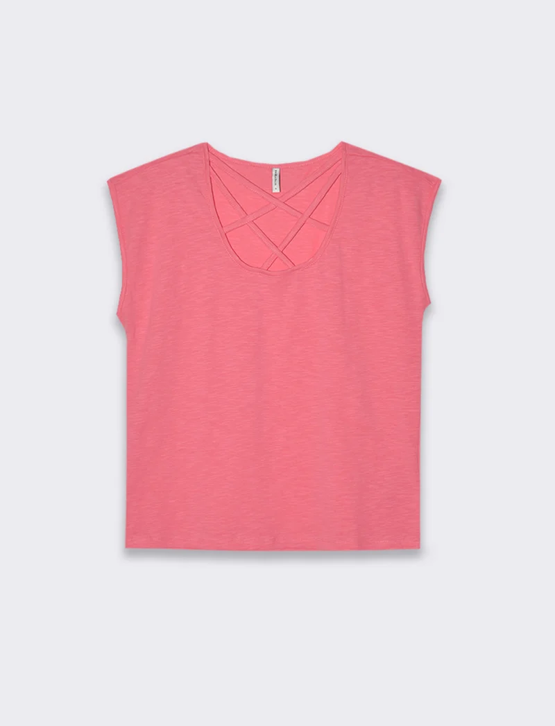 T-shirt con incrocio da donna - Geranio
