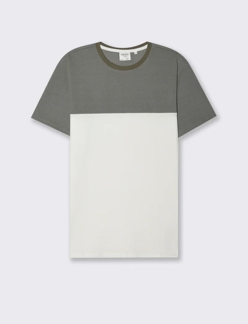 T-shirt in piquet bicolore da uomo - Verde kaki
