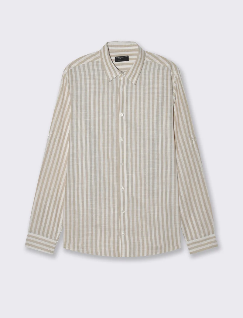 Camicia a righe da uomo - Verde salvia
