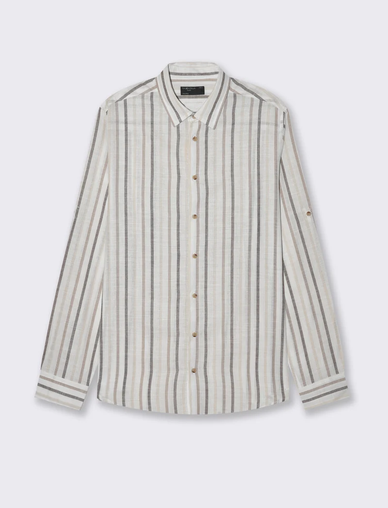 Camicia a righe da uomo - Beige