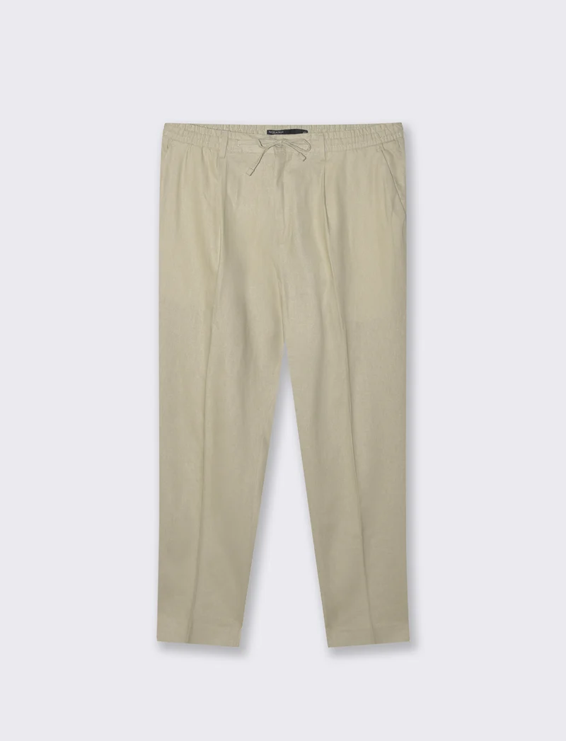 Pantaloni da completo tessuto linen blend da uomo - Sabbia