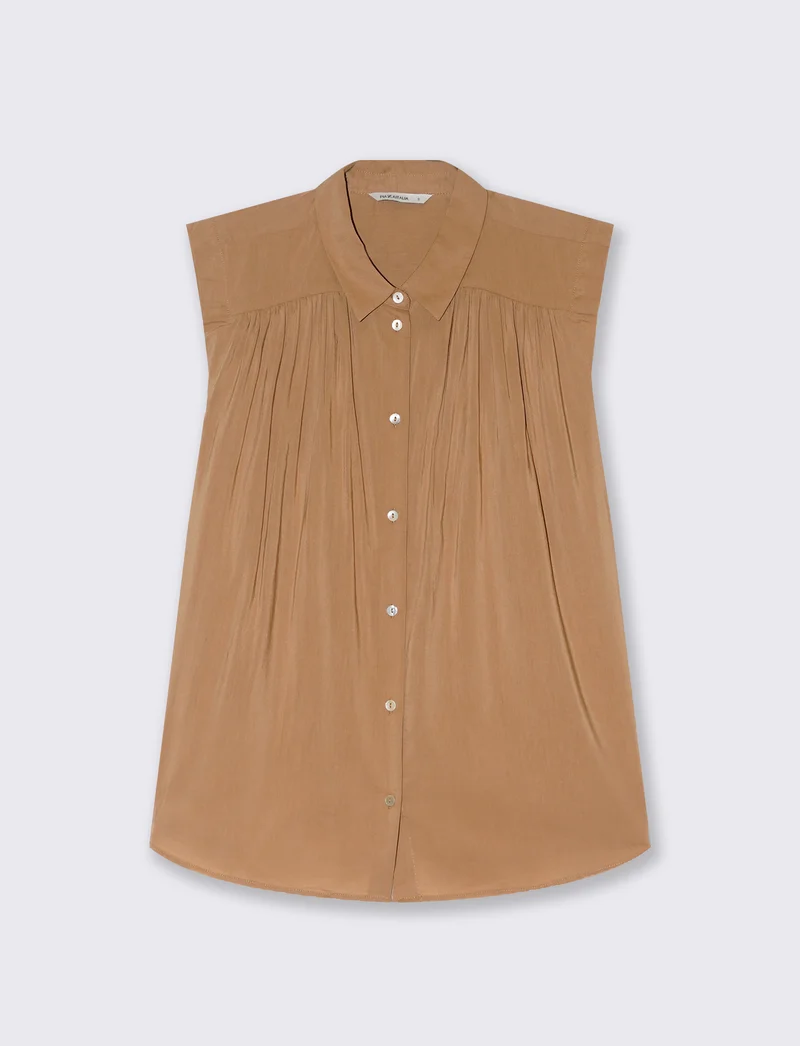 Camicia giro manica da donna - Caramello