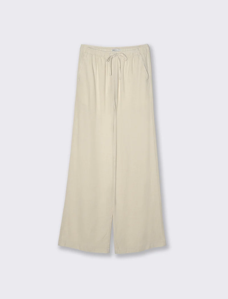Pantalone con elastico in vita da donna - Beige corda
