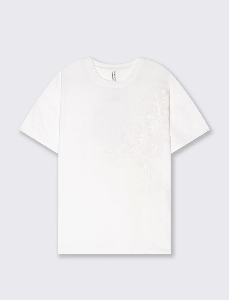 T-shirt con applicazione da donna - Bianco