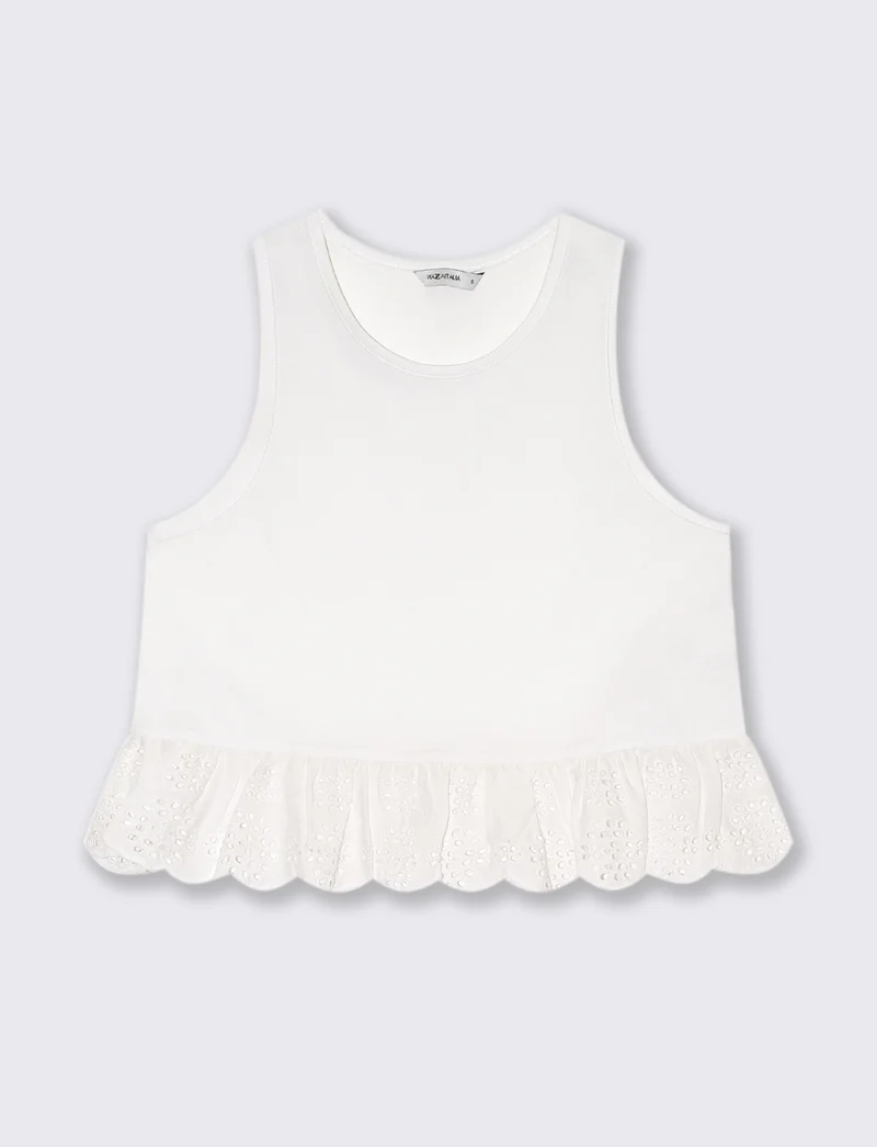 Top con volant da donna - Bianco