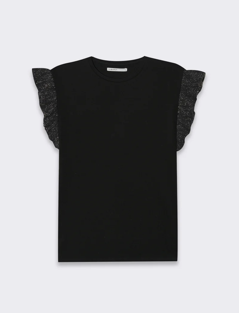 T-shirt con rouches da donna - Nero