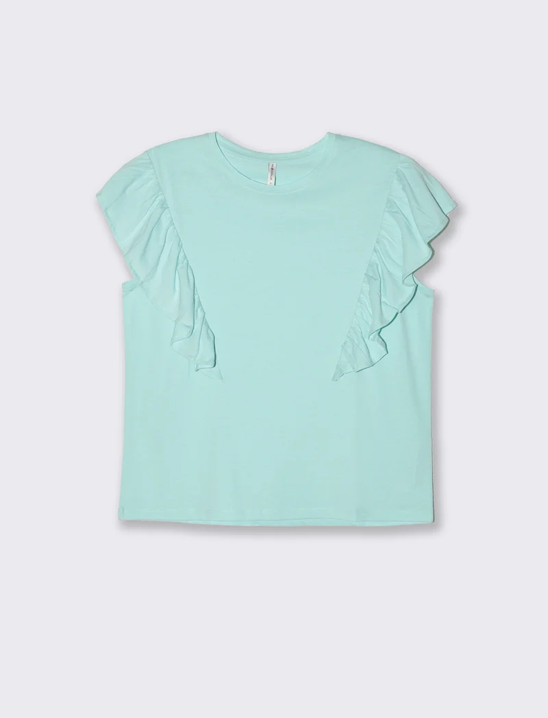 T-shirt con rouches da donna - Verde acqua