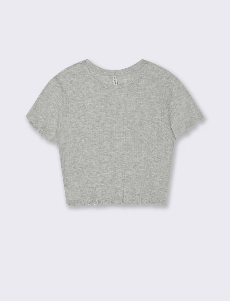 T-shirt crop da donna - Grigio chiaro mel.