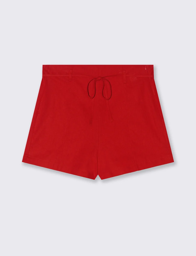 Short con cintura da donna - Rosso scarlatto