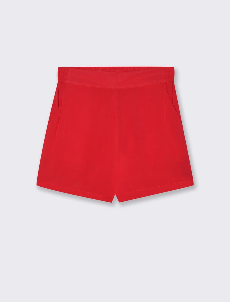 Short con elastico in vita da donna - Rosso scarlatto