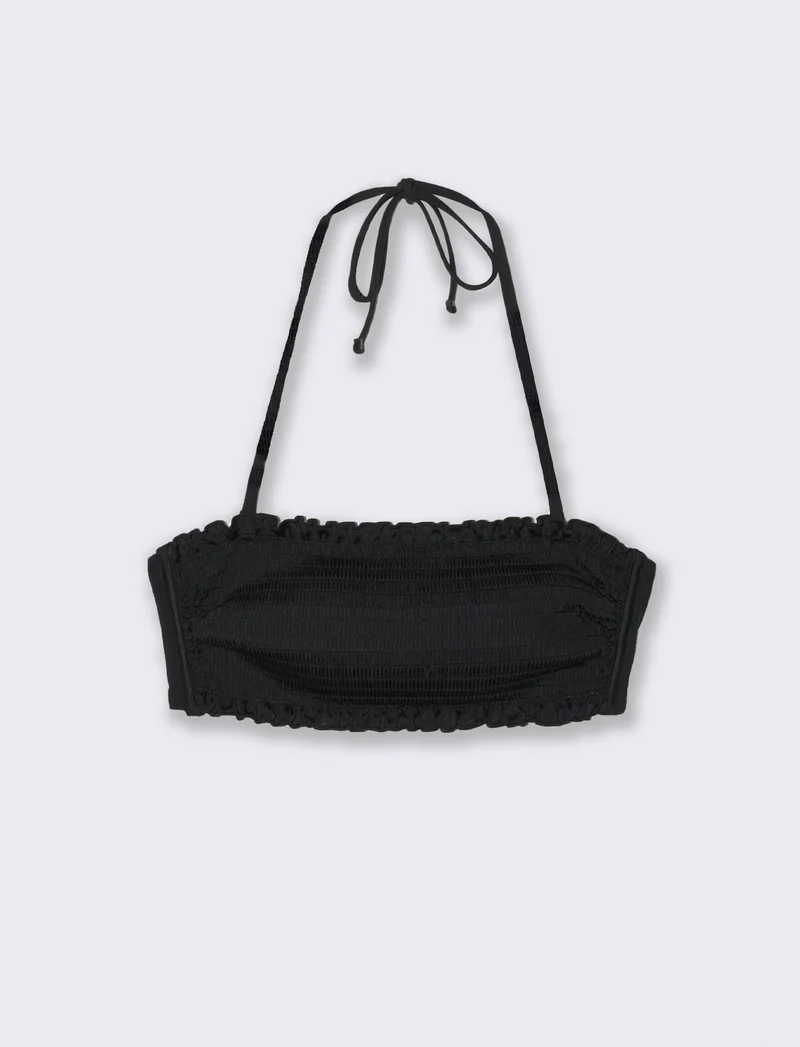 Reggiseno mare donna fascia regolabile punto smoke - Nero