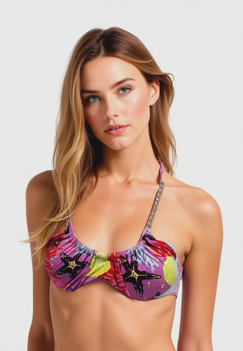 Reggiseno mare donna balconcino stampa - Multicolore