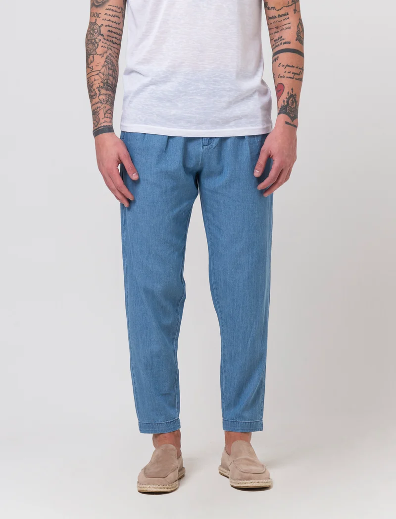 Pantalone chino in denim leggero da uomo - Denim chiaro