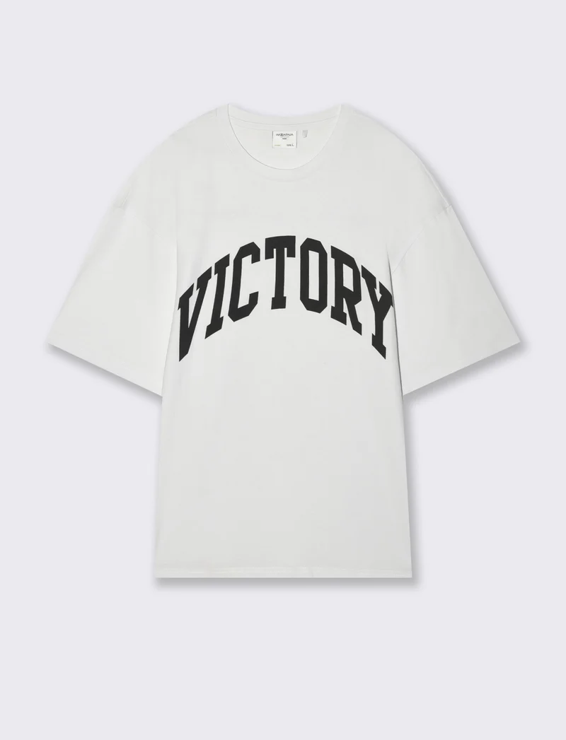 T-shirt boxy fit con stampa da uomo - Bianco
