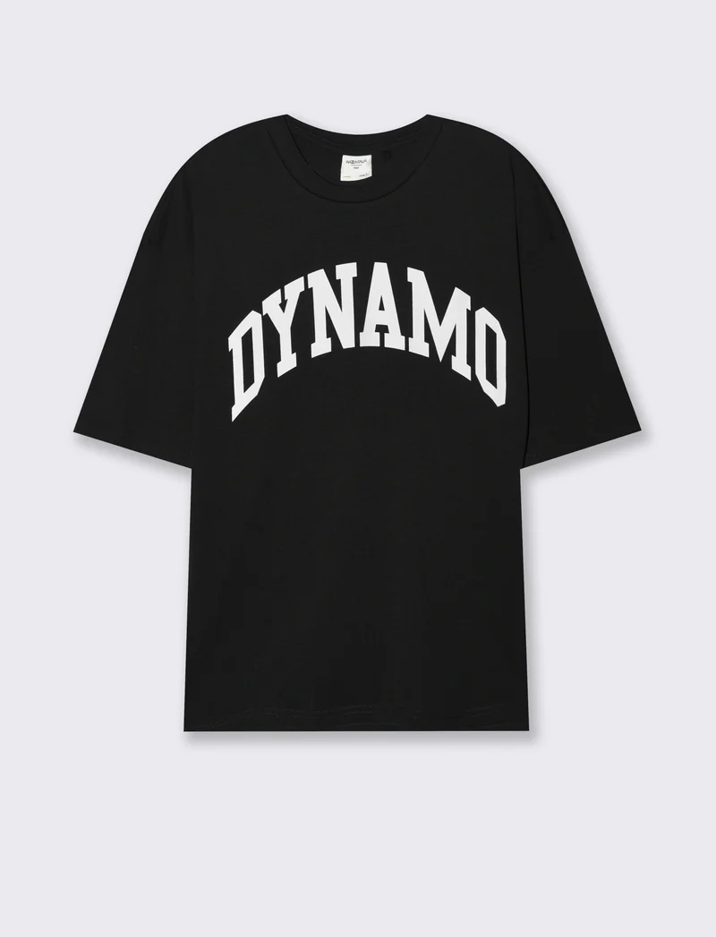 T-shirt boxy fit con stampa da uomo - Nero