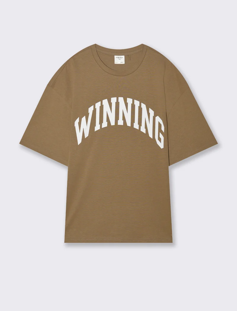 T-shirt boxy fit con stampa da uomo - Grigio tortora