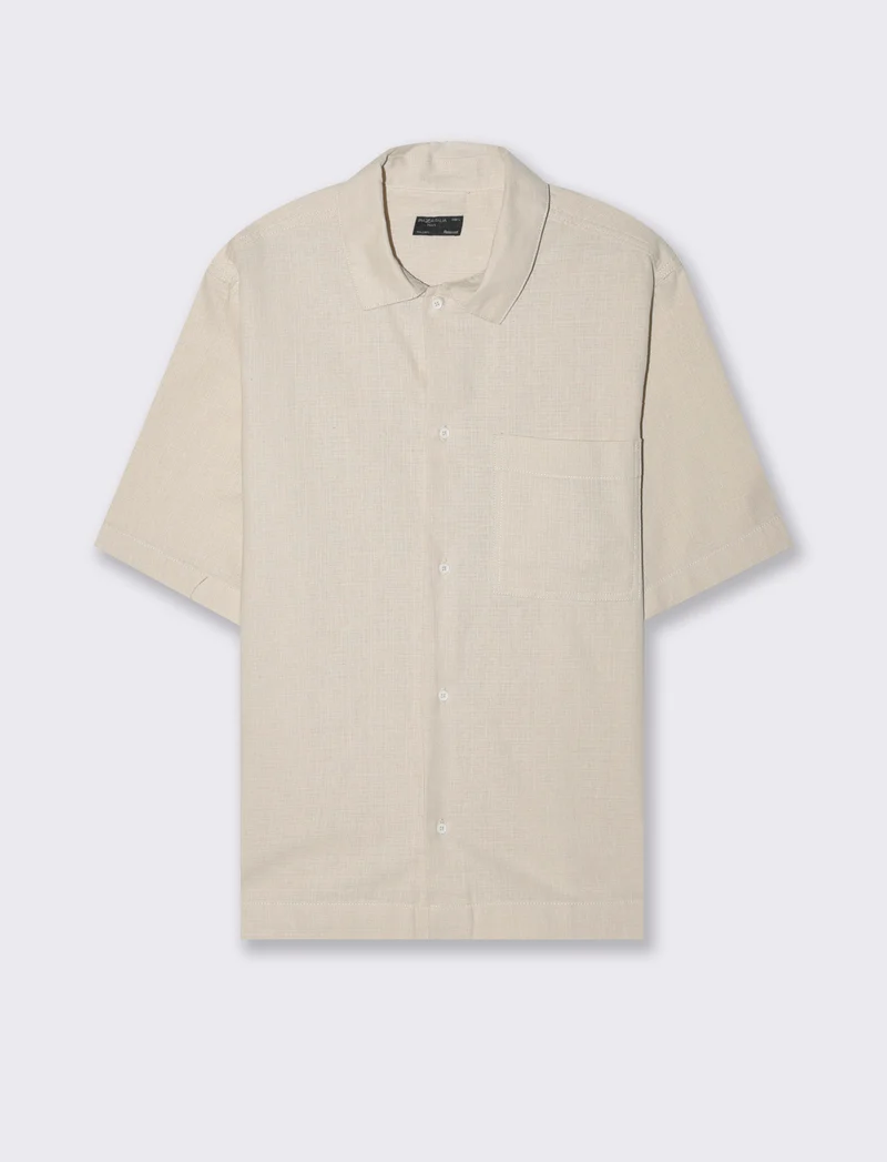Camicia in tessuto armaturato da uomo - Beige ecru