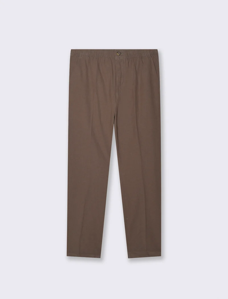 Pantaloni vita jogger misto lino da uomo - Grigio fango
