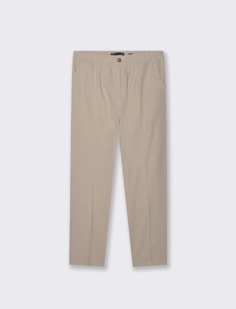 Pantaloni vita jogger misto lino da uomo - Beige