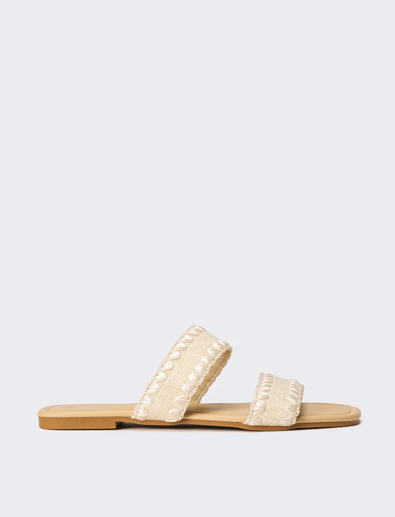 Mule da donna in rafia - Beige