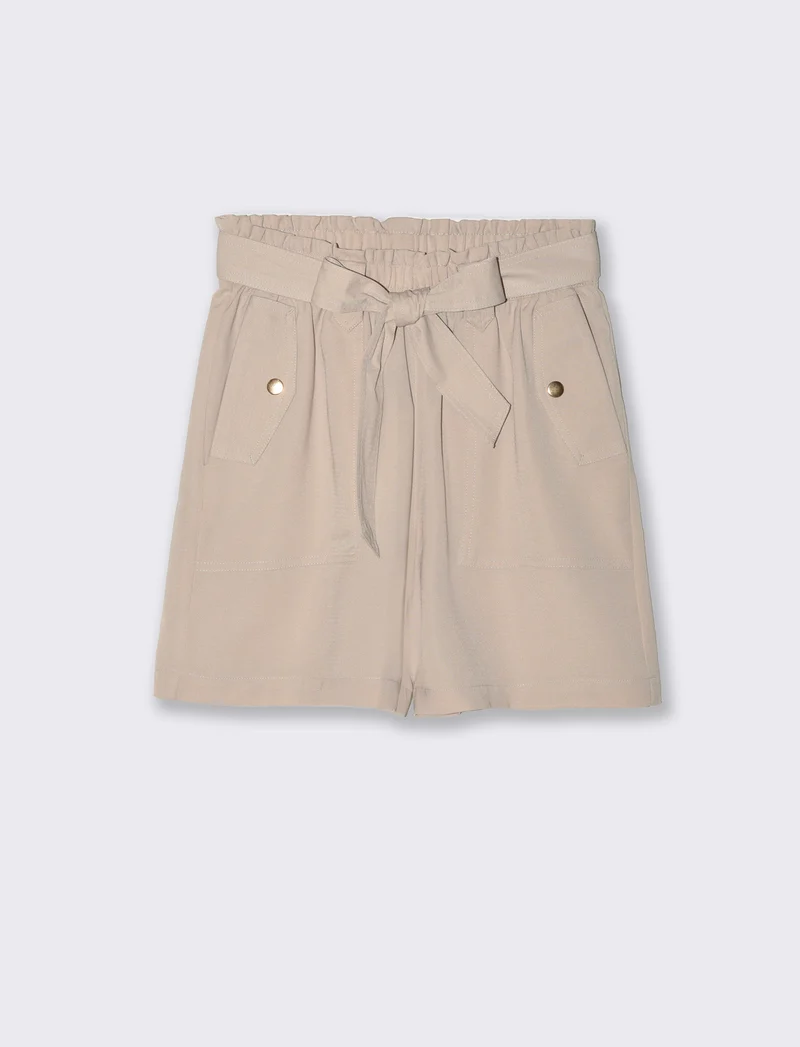 Short con cintura da donna - Beige corda
