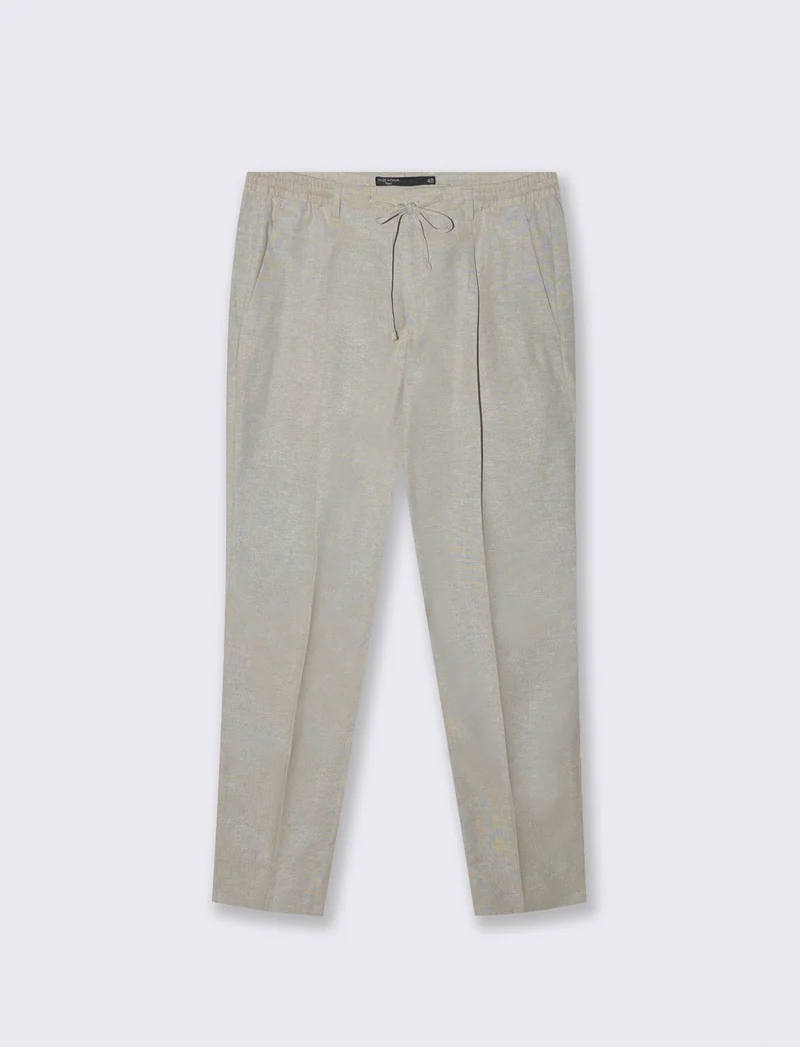 Pantaloni jogger da completo in misto lino da uomo - Beige