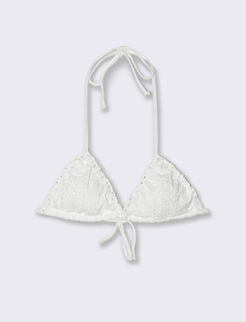 Reggiseno mare donna triangolo pizzo san gallo - Bianco