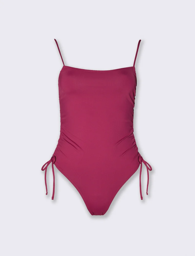 Costume mare donna intero con laccetti - Lampone