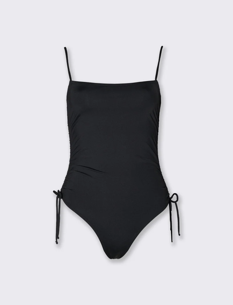 Costume mare donna intero con laccetti - Nero
