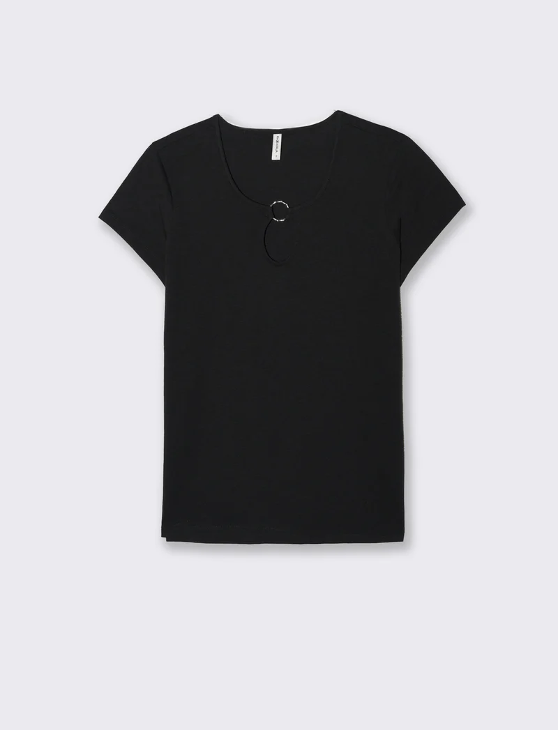 T-shirt con anello da donna - Nero