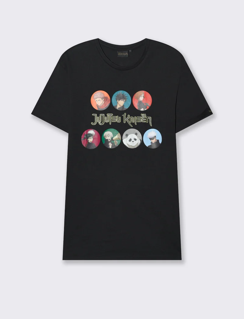 T-shirt stampa jujutsu kaisen da uomo - Nero
