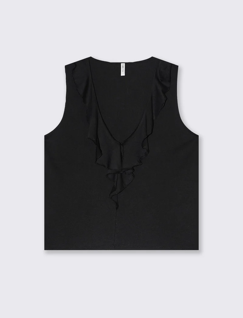 T-shirt con rouches da donna - Nero