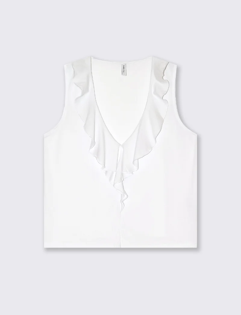 T-shirt con rouches da donna - Bianco