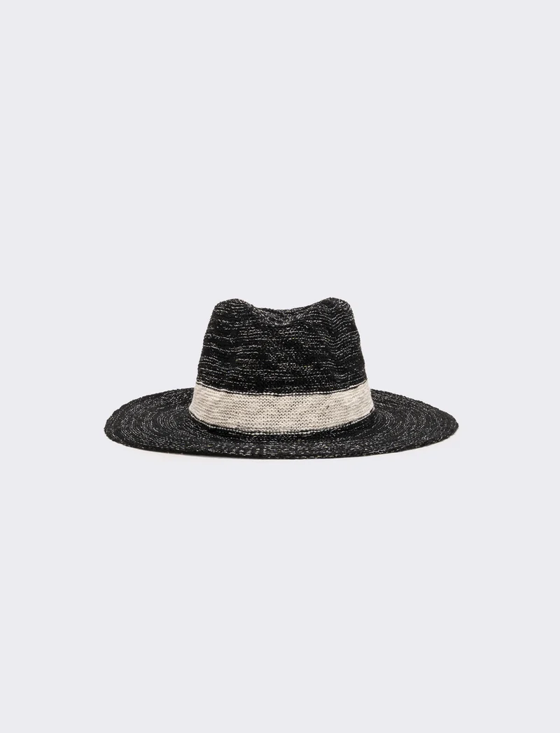 Cappello donna tesa larga in maglina lurex - Nero