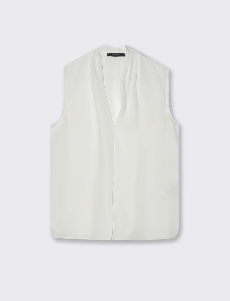Top con scollo a V - Bianco latte