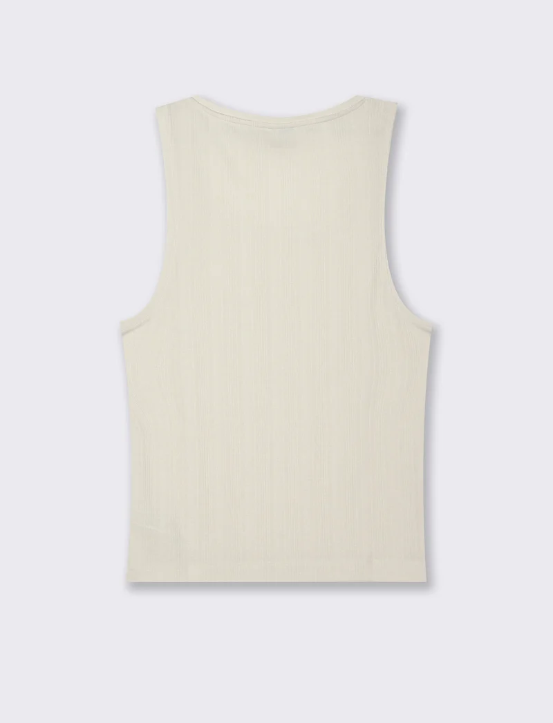 Canotta in tessuto a coste effetto maglia da uomo - Beige ecru