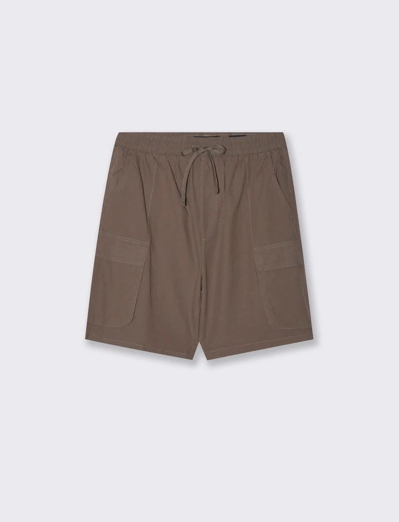 Bermuda cargo in misto lino da uomo - Grigio fango