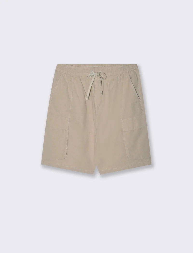 Bermuda cargo in misto lino da uomo - Beige