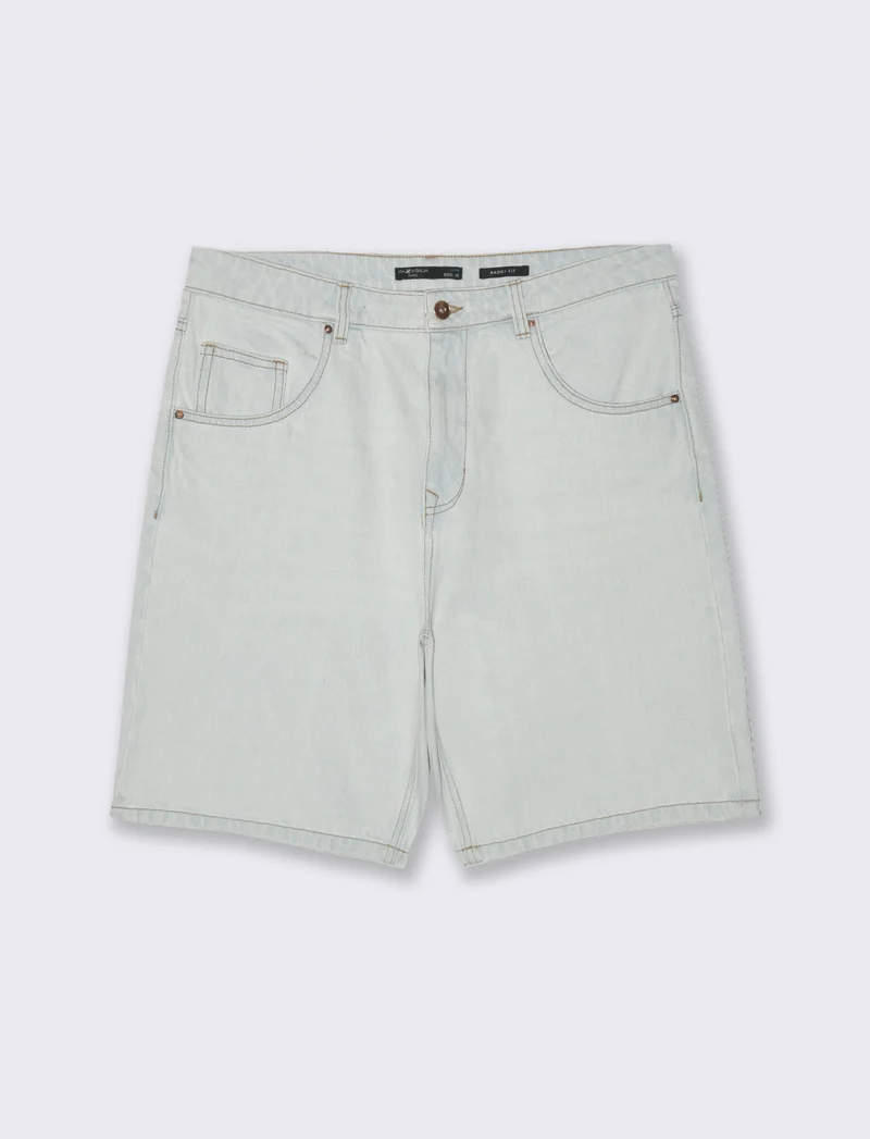 Bermuda di jeans baggy fit da uomo - Denim chiaro