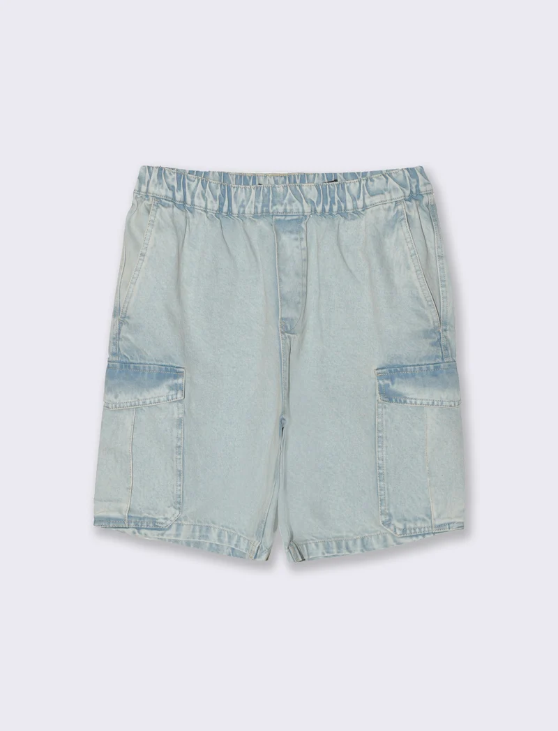 Bermuda cargo in denim da uomo - Denim chiaro