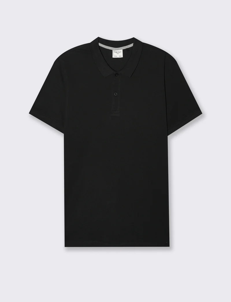 Polo basica in piquet da uomo - Nero