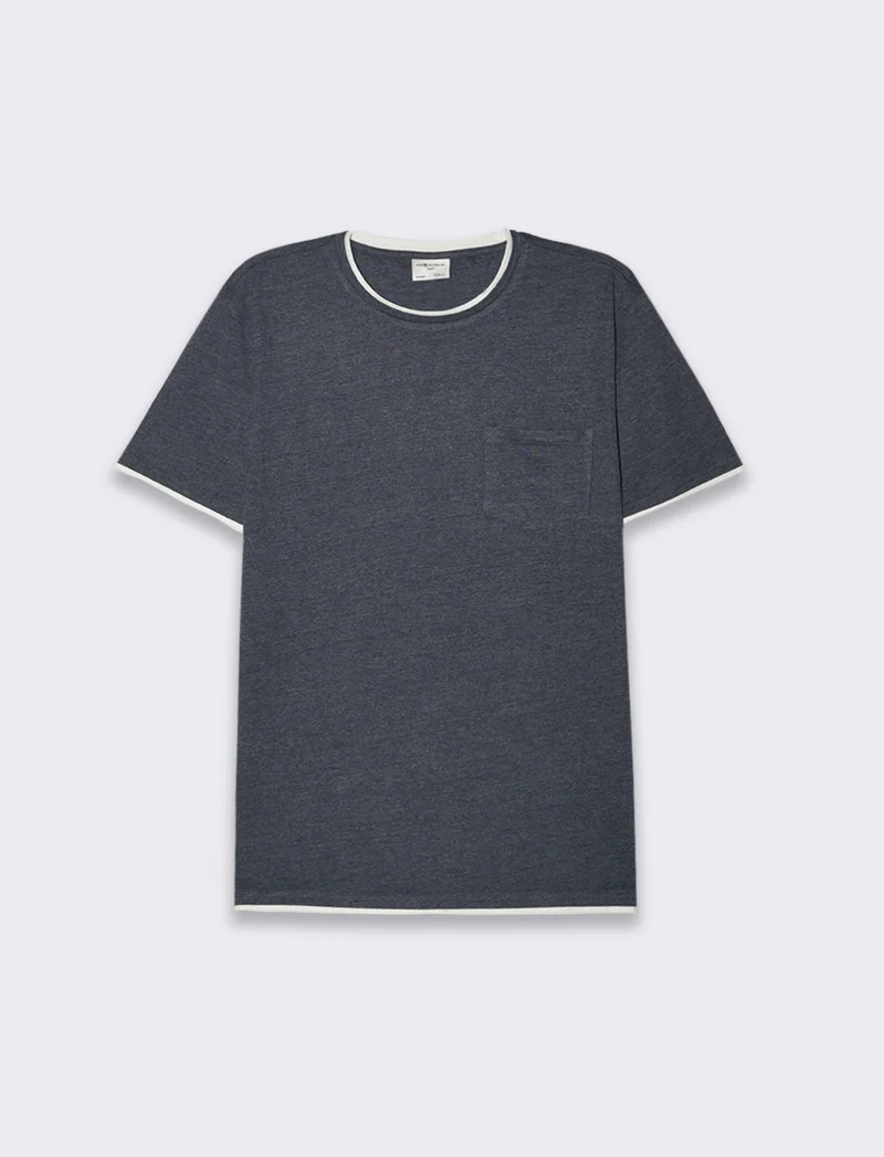 T-shirt effetto melange con tasca da uomo - Blu