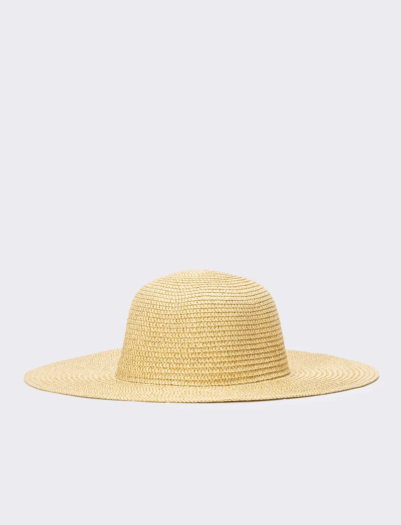 Cappello donna falda larga con lurex - Beige