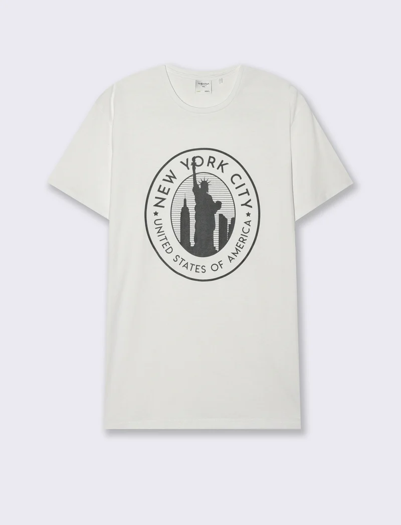T-shirt in cotone con stampa da uomo - Bianco