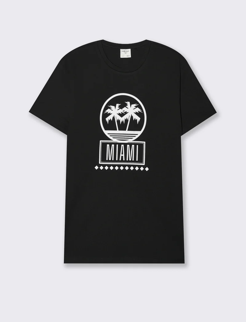 T-shirt in cotone con stampa da uomo - Nero