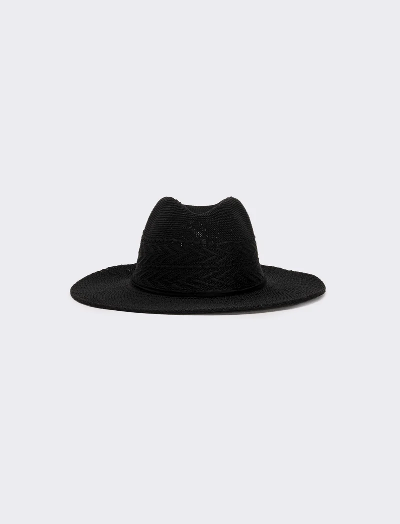 Cappello donna a falda larga in maglina - Nero