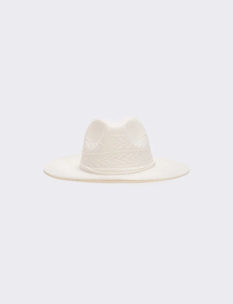 Cappello donna a falda larga in maglina - Bianco