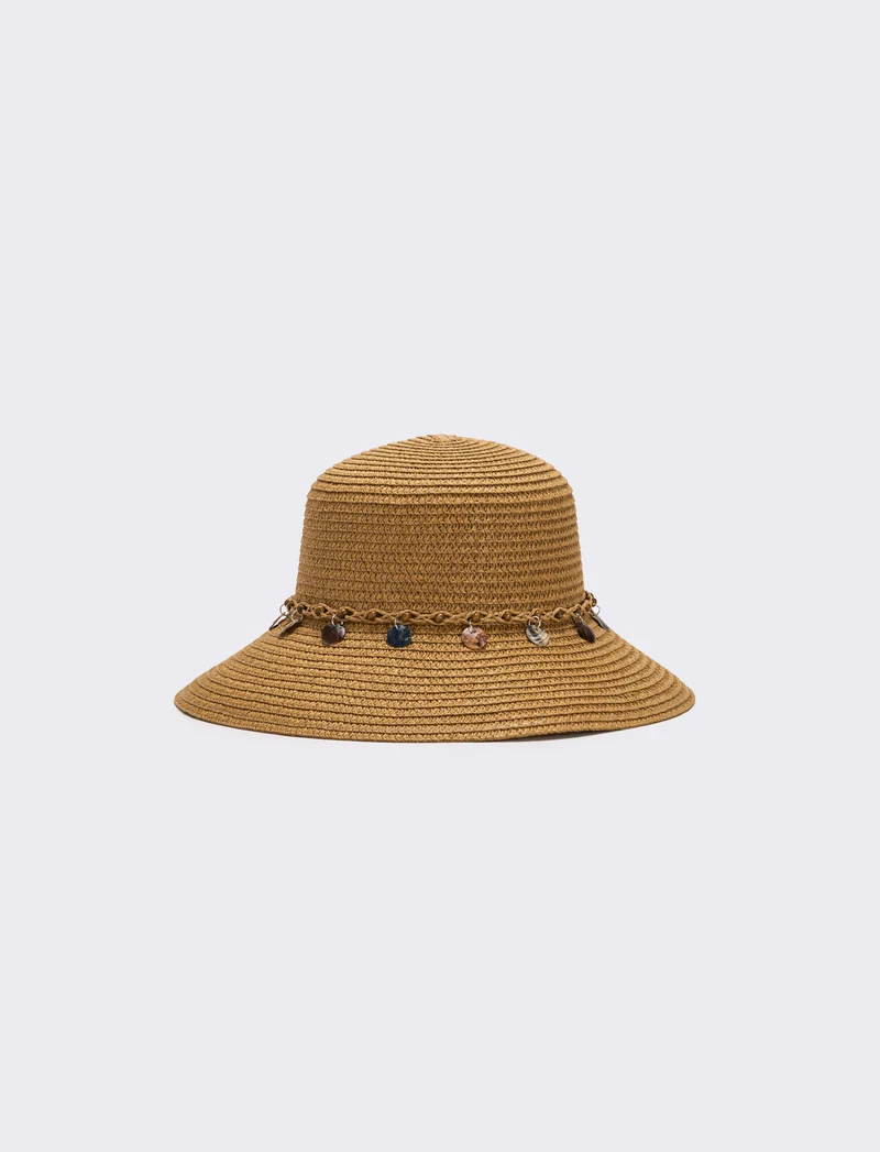 Cappello donna pescatore con medagline madreperla - Marrone